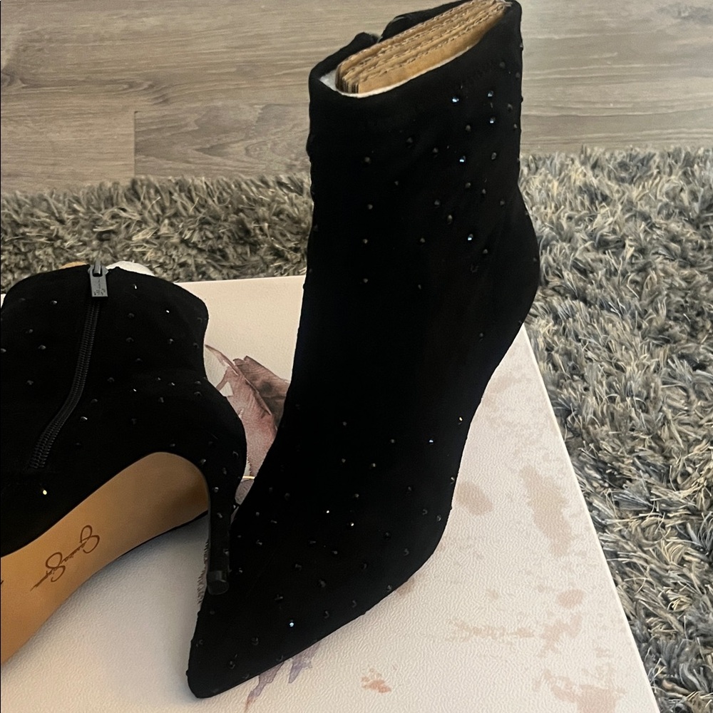Jessica Simpson Black Studded Heeled Boots - Picture 5 of 6